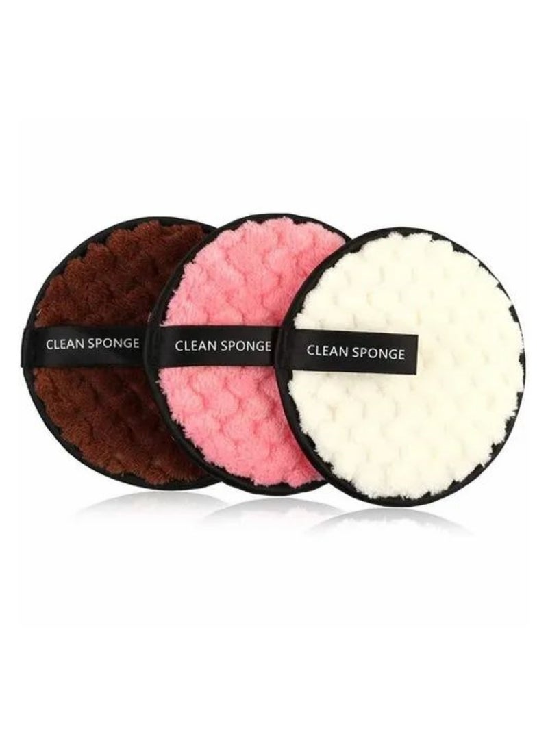 Generic 3 Pieces Makeup Remover Microfiber Puff Facial Body Clean Sponge Random Color - Image 4