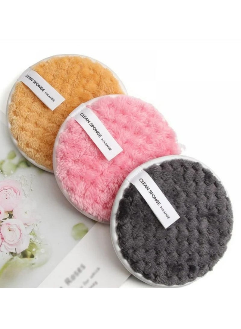 Generic 3 Pieces Makeup Remover Microfiber Puff Facial Body Clean Sponge Random Color - Image 1