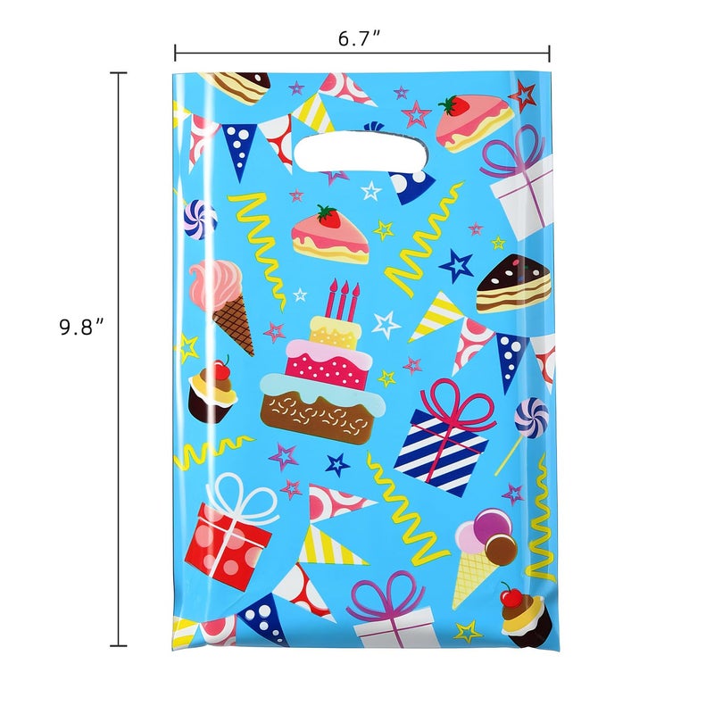 SUNCOLOR Birthday Party Favor Bags, 32 Pack Goodie Bags with Handles, 9.8 x6.7 inches, Pink Blue Yellow White Gift Bags for Kids Parties, Celebrations - Image 3
