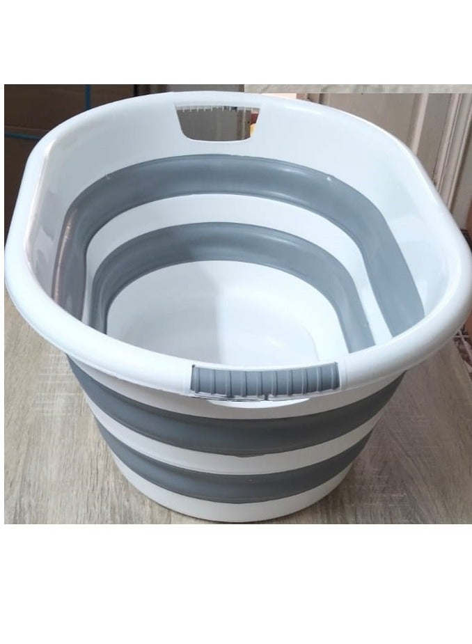 سلة غسيل فاخرة قابله للطي الحجم الكبير- من السيليكون المقاوم للحراره ومضادة للانزلاق – مقابض مريحة – سله تخزين مثالي للملابس والالعاب - Image 5