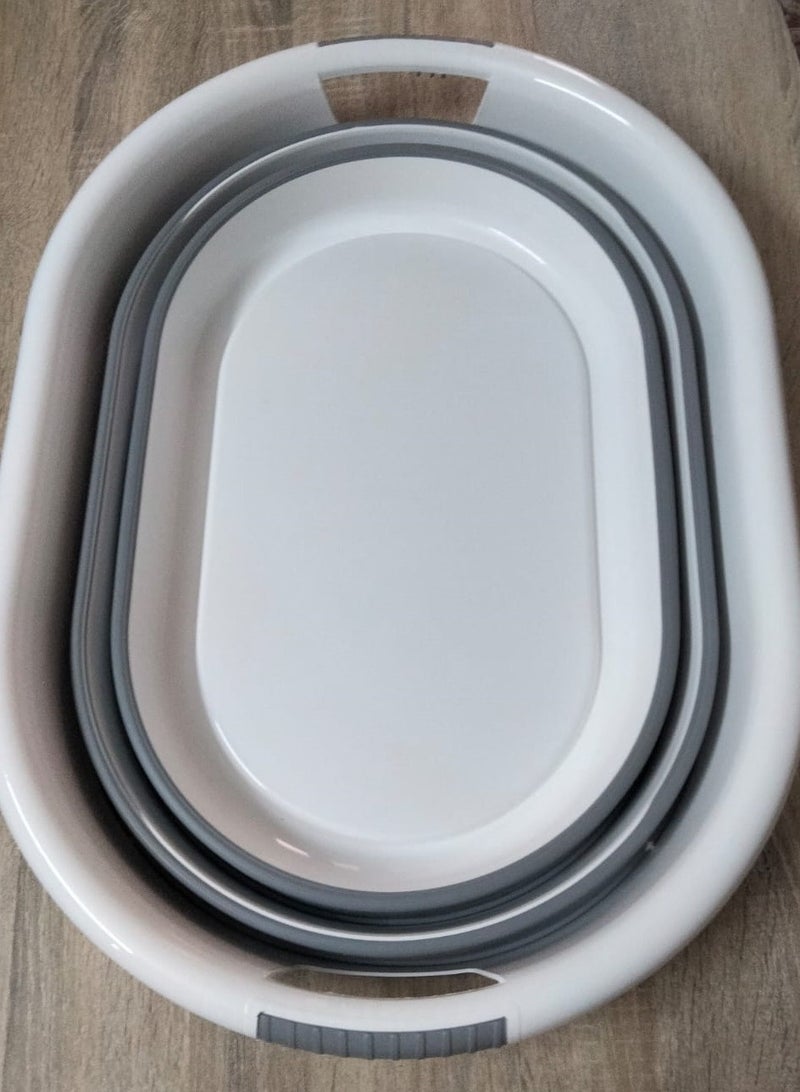 سلة غسيل فاخرة قابله للطي الحجم الكبير- من السيليكون المقاوم للحراره ومضادة للانزلاق – مقابض مريحة – سله تخزين مثالي للملابس والالعاب - Image 3