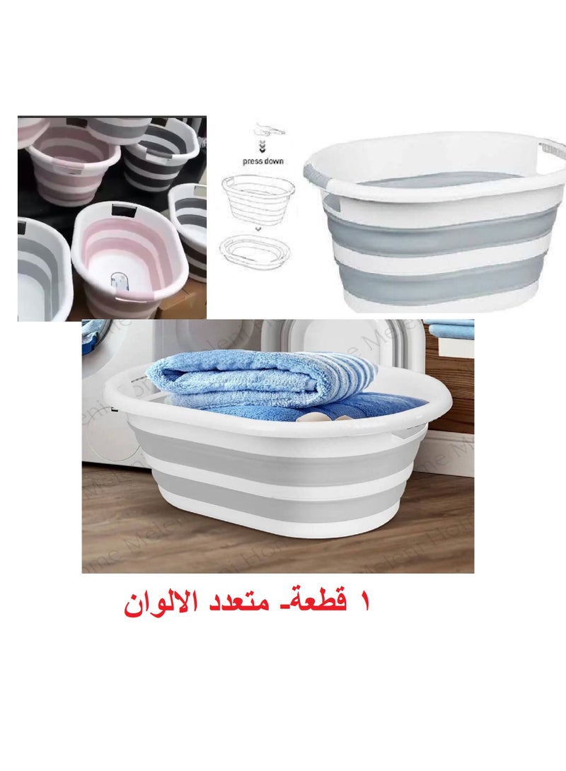 سلة غسيل فاخرة قابله للطي الحجم الكبير- من السيليكون المقاوم للحراره ومضادة للانزلاق – مقابض مريحة – سله تخزين مثالي للملابس والالعاب - Image 1