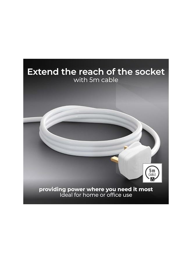 MASTERPLUG Masterplug BOG5-ME 5m Extension Cord - Single Socket Power Cable Extender with 13 Amp Fuse, BS1363-2 Certified, Safe Wire Extension for Home & Office  - Image 2