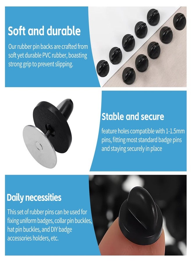 uadbau 50PCS Rubber Pin Backs - PVC Lapel Pin Backings, Replacement for Enamel Pins, Badges, Hats, Brooch, Tie Tack, Butterfly Clutch Cap Keepers - Securely Hold Pins & Accessories - Black - Image 2