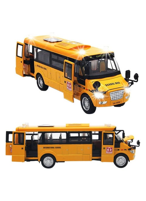 School bus toy for kids, diecast model bus toy for early development