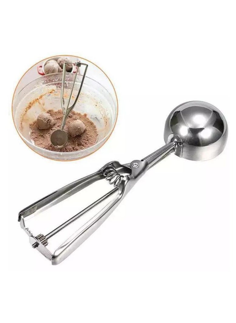 Generic Stainless Steel Ice Cream Scoop – Multi-Purpose Dessert & Dough Scooper with Spring Handle  - Image 1