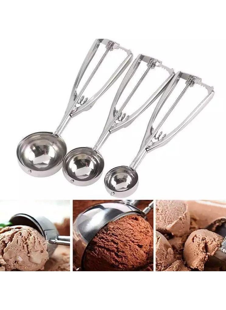 Generic Stainless Steel Ice Cream Scoop – Multi-Purpose Dessert & Dough Scooper with Spring Handle  - Image 2