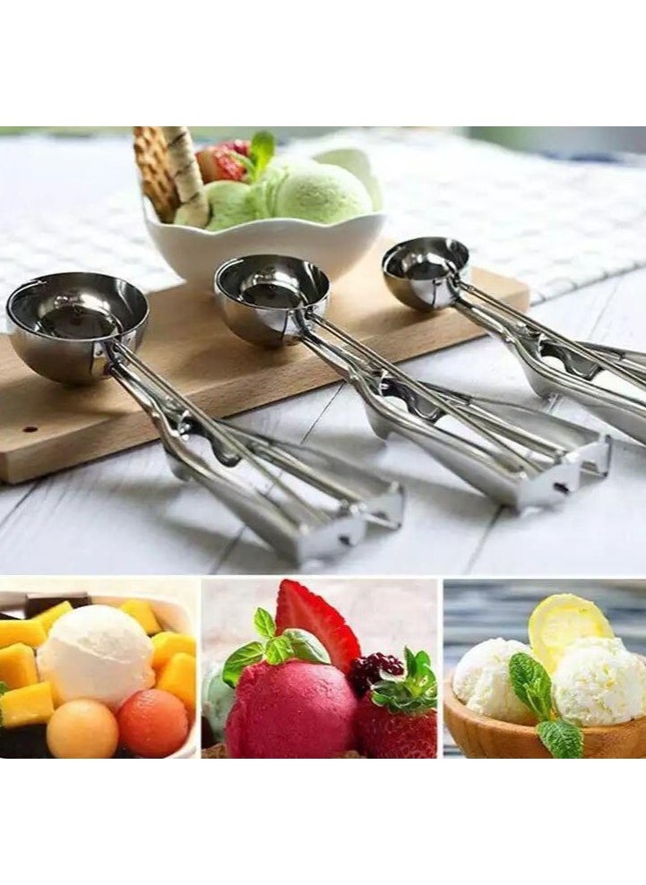 Generic Stainless Steel Ice Cream Scoop – Multi-Purpose Dessert & Dough Scooper with Spring Handle  - Image 3