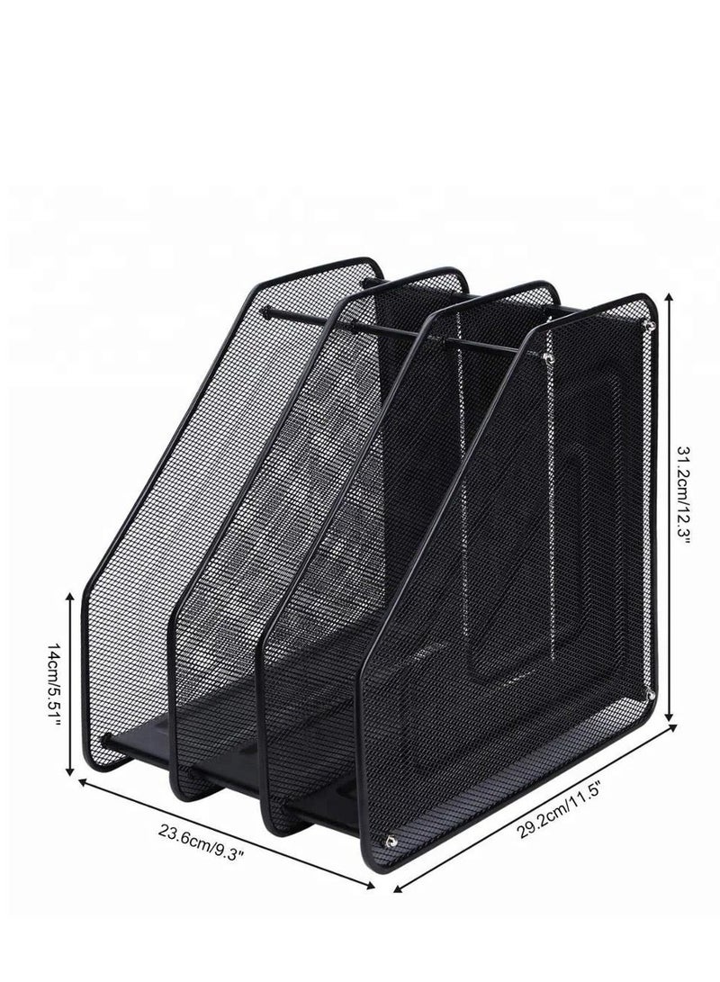 منظم شبكي فايل ماجزين مقسم 3 وحدات سهل التركيب من المعدن للمكتب والمنزل - Image 3