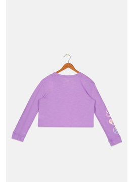 Kids Girl Round Neck Long Sleeve Printed Tee, Violet - pzsku/ZEB47678EC5E04300333AZ/45/_/1737642343/20b1b650-9f01-4e94-b8f6-9a878e420f6a