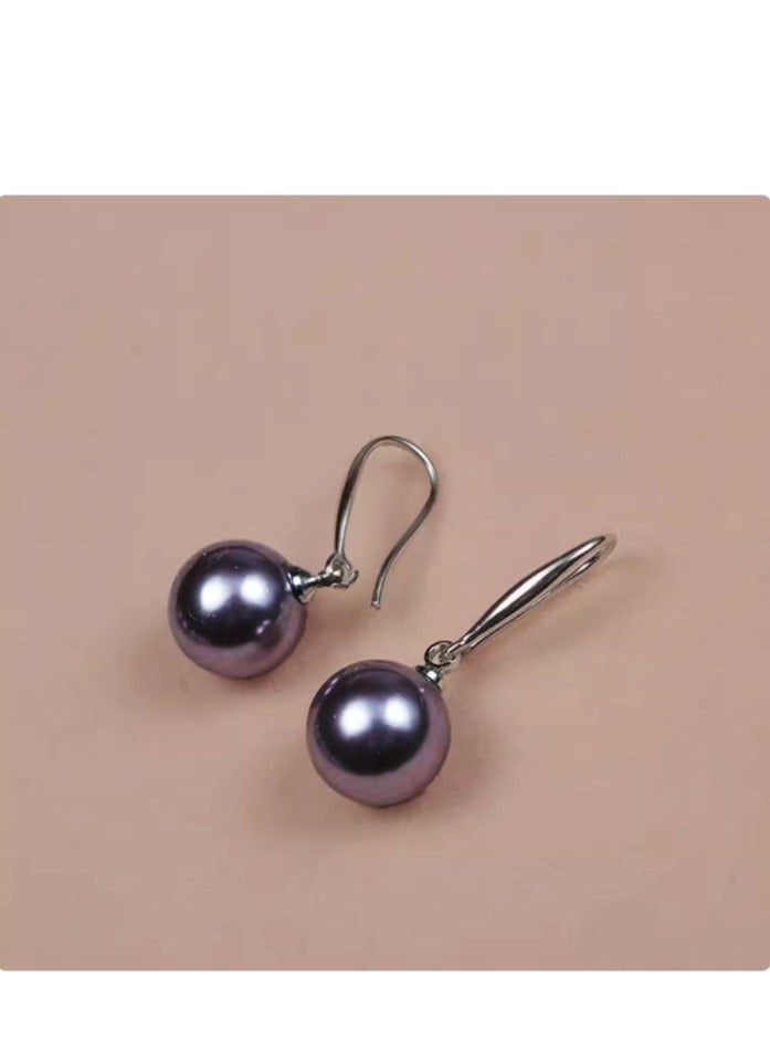 MissTiara طقم مكون من ثلاث قطع من حبات اللؤلؤ الأرجوانية المستديرة مقاس 10 مم وقلادة وخاتم وأقراط للنساء، فكرة رائعة للهدايا لأحبائك - Image 3