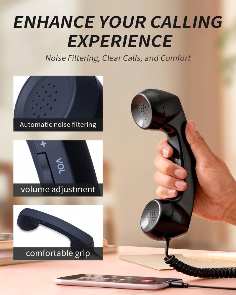 Dojavop Retro Phone Handset Home Decor Aesthetic for iPhone Landline Rotary Phone for Home Pop Corded Telephone Handset for Cell Phones Connect to House Old School Vintage Telephone Receiver (Red) - Image 4
