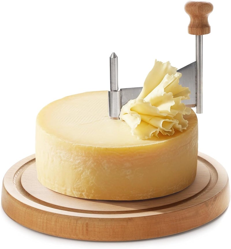 Cheese Curler Set, Tête de Moine Rotary Grater with Wood Base, Stainless Steel Manual Chocolate Shaver, Slicer for Home, Restaurants, Cafes, Dessert Shops - Image 3