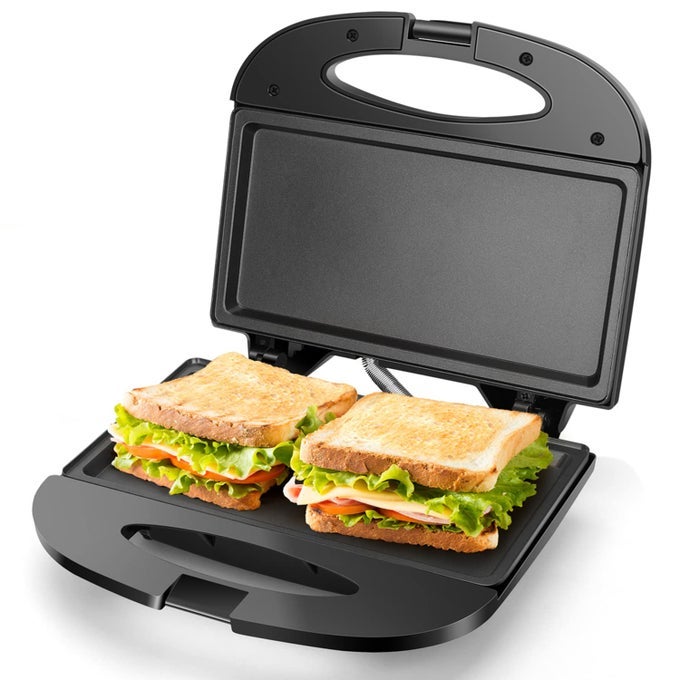 SANDWICH MAKER WITH NONSTICK DEEP GRID SURFACE FOR EGG HAM STEAKS COMPACT ELECTRIC GRILL TOSTADORA DE PAN BLACK ETL CERTIFICATED ROY