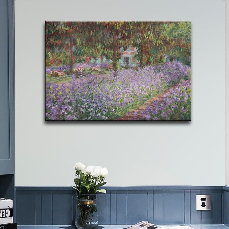 OKEXCKK Irises in Monet's Garden, 1900 by Claude Monet - Canvas Art Wall Decor Painting Artwork Print -16" x 24" - Image 2