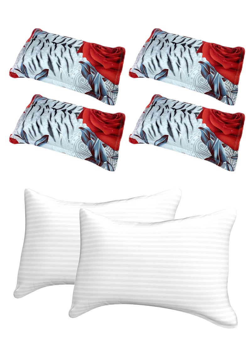 سليب نايت طقم 6 قطع يتضمن 2 وسادة مع 4 غطاء وسادة نمط زهور حجم 50*75 سم - Image 1