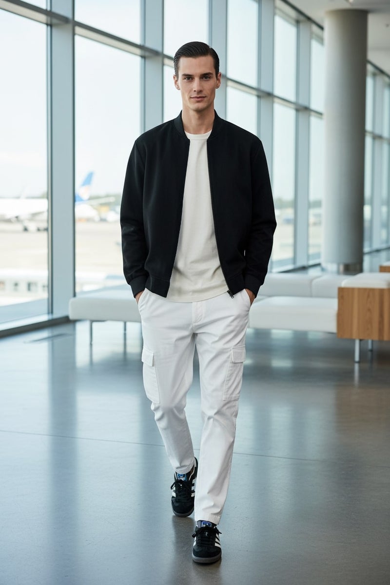 Nobero Suede Touch Bomber Jacket | Men’s Bomber Jacket | Regular Fit | Soft Knitted Suede (Poly-Woven) | Premium Suede-Touch Feel | Gunmetal Zipper + Zippered Side Pockets - Image 1