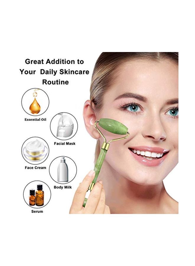 أداة تدليك الوجه بحجر اليشم الطبيعي ذهب أخضر - Image 4