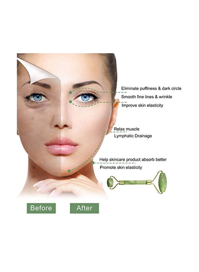 أداة تدليك الوجه بحجر اليشم الطبيعي ذهب أخضر - Image 3
