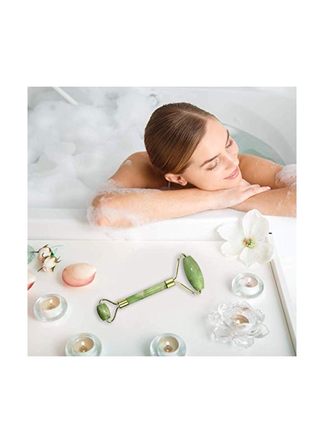 أداة تدليك الوجه بحجر اليشم الطبيعي ذهب أخضر - Image 5