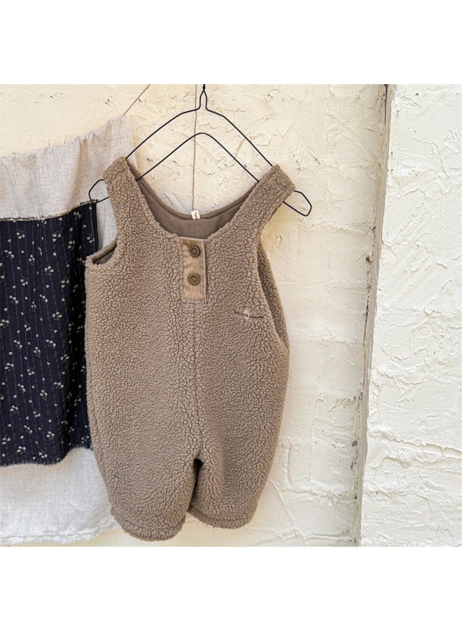 Sweetheart Kids' Clothing Autumn And Winter Children's Korean Style Fleece-lined Overalls Girls' Winter Wear Boys' Pants - Image 1