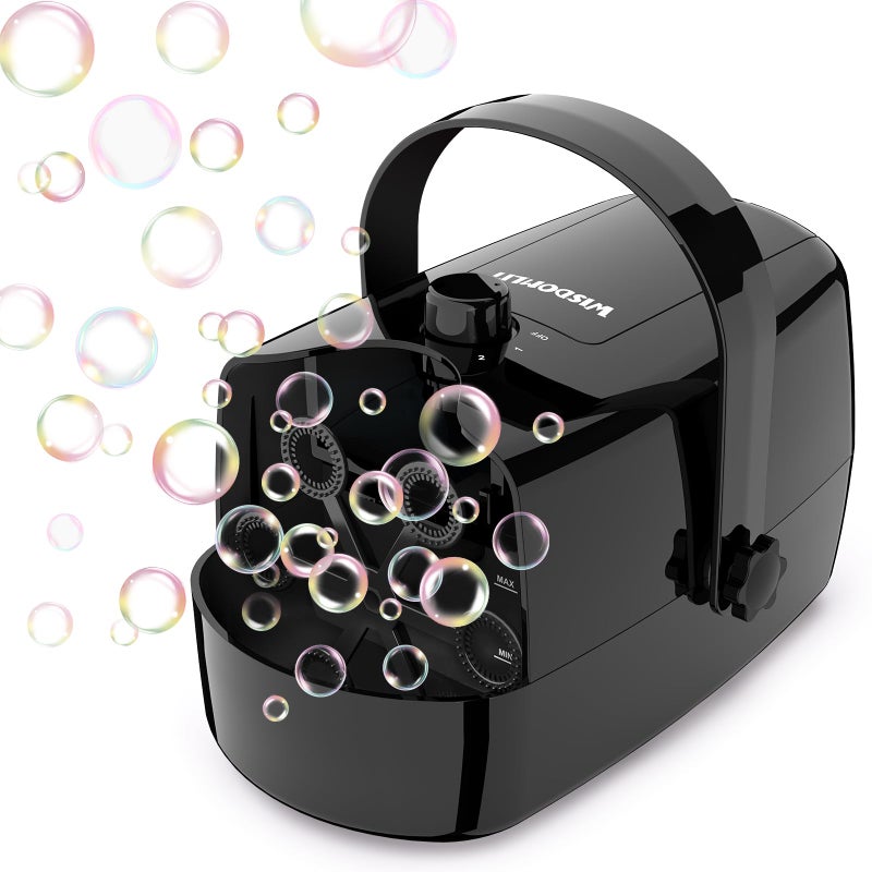 Wisdomlit Bubble Machine 3in1 Bubble Maker Bubble Blower with 3 Bubble Wheels Make Small Medium Big Bubbles for Kids Toddlers Bubble Toys for Indoor Outdoor Birthday Party Black - Image 3