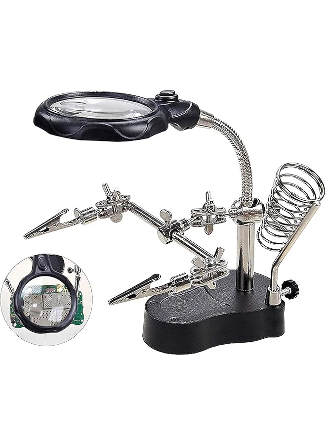 إيروريكس محطة لحام عدسة مكبرة مضيئة LED لسطح المكتب مع مكبرات مساعدة قابلة للتعديل 3X 5X مع ضوء ومشابك تمساح - Image 1