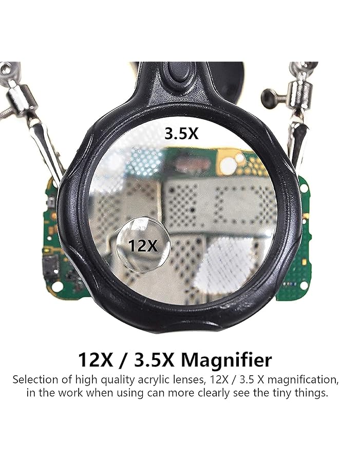 إيروريكس محطة لحام عدسة مكبرة مضيئة LED لسطح المكتب مع مكبرات مساعدة قابلة للتعديل 3X 5X مع ضوء ومشابك تمساح - Image 4