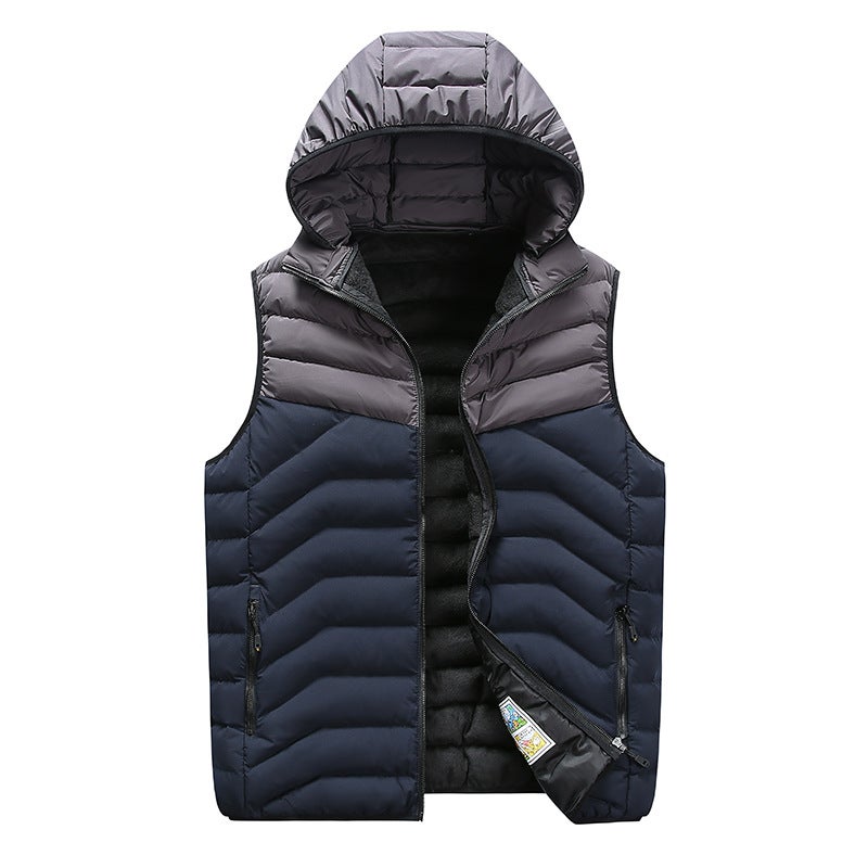 Cross-border waistcoat mens coat Korean-style trendy waistcoat sleeveless thick cotton vest warm Mens vest trend 6602 gray blue 