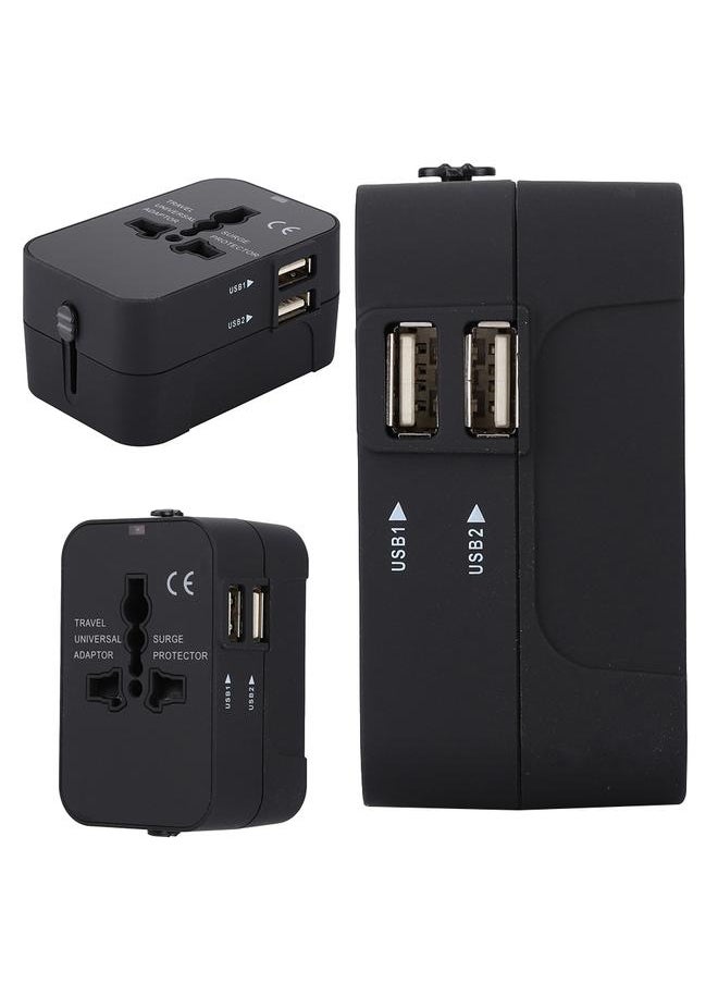 Thoraya New USB2.1A Universal Travel Adapter Electric Plugs Sockets Converter Adapter(Black)  - Image 4