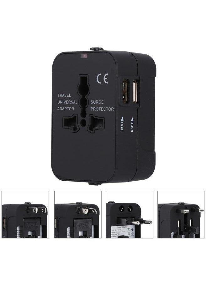 Thoraya New USB2.1A Universal Travel Adapter Electric Plugs Sockets Converter Adapter(Black)  - Image 3
