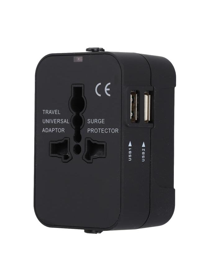Thoraya New USB2.1A Universal Travel Adapter Electric Plugs Sockets Converter Adapter(Black)  - Image 1