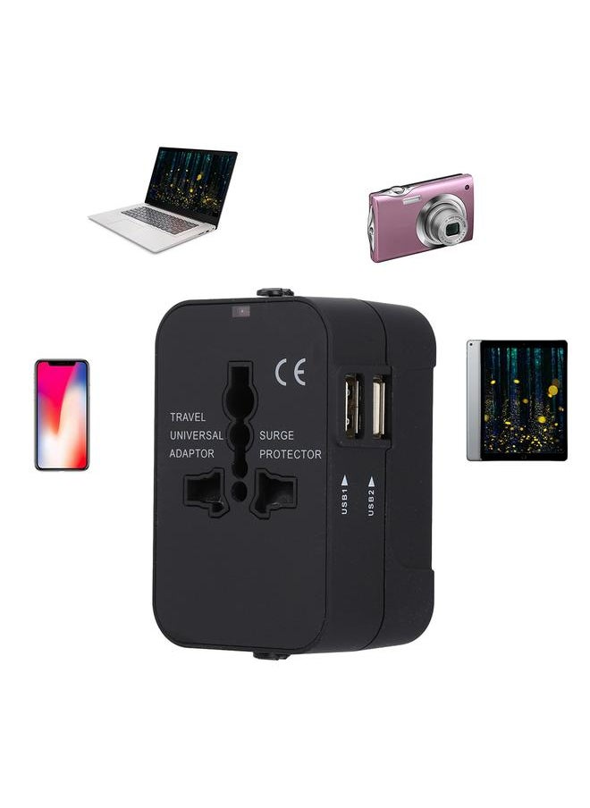 Thoraya New USB2.1A Universal Travel Adapter Electric Plugs Sockets Converter Adapter(Black)  - Image 5