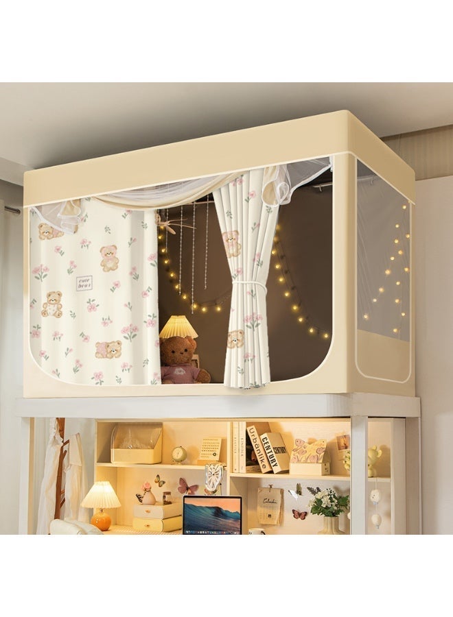OHTEX HOME A canopy bed-style mosquito net, Bed curtain, Privacy protection, Mosquito and insect protection, Blackout, Unique linen texture, Features a solid color design, perfect for single beds and dorm rooms - Image 2