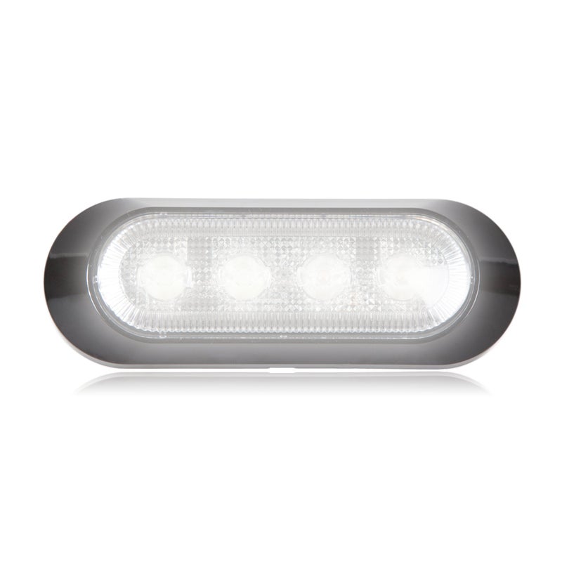 Maxxima M20384WCL White Ultra Thin 4 LED Warning Strobe Light Surface Mount with Clear Lens
