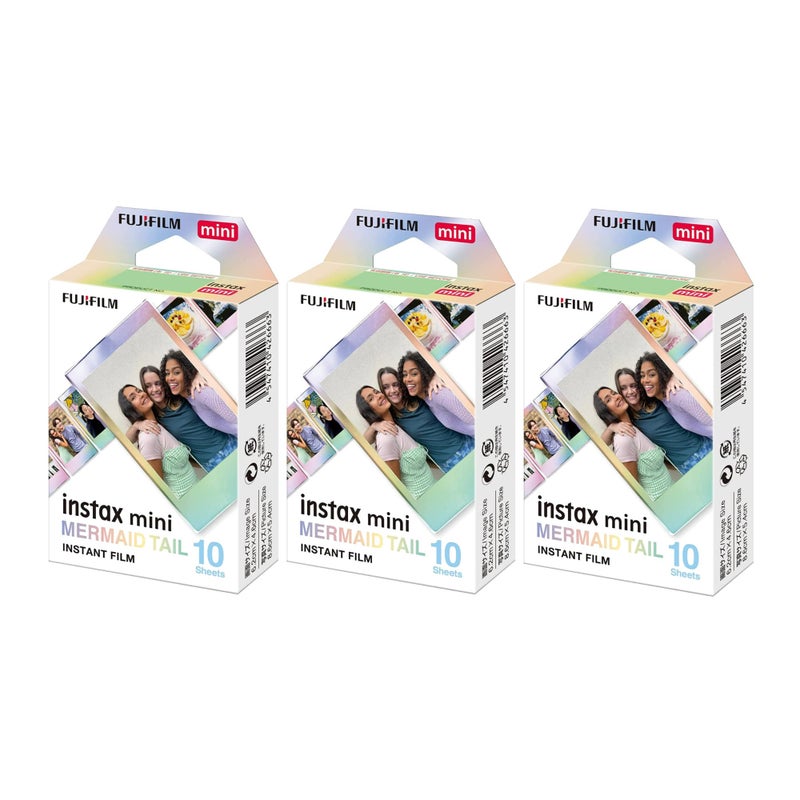 Fujifilm Instax Mini Mermaid Tail Film, Glitter Styles (10 Exposures) 3-Pack Bundle (3 Items) - Image 1