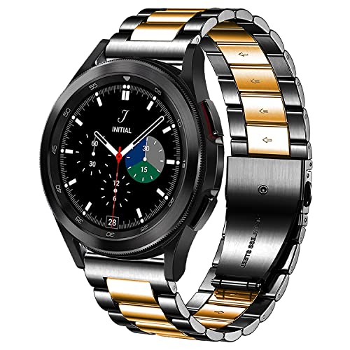 DEALELE Bands Compatible with Samsung Galaxy Watch 7 / FE / 6/6 Classic / 5/5 Pro / 4/4 Classic/Galaxy 3 41mm, 20mm Stainless Steel Metal Replacement Strap for Women Men (Black/rosegold) - Image 1