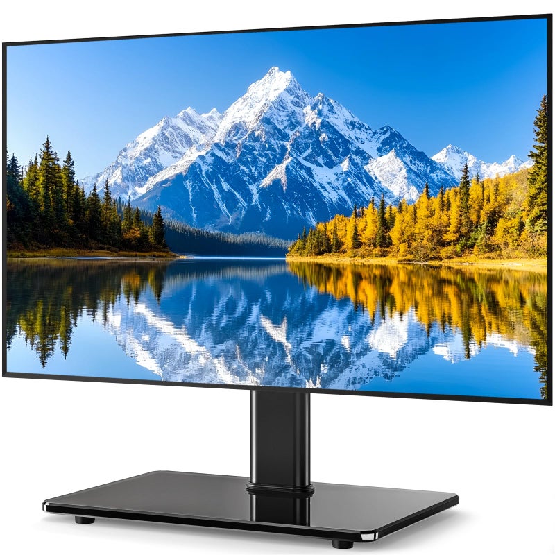 5Rcom Universal Swivel TV Stand for 27-60 inch Curved/Flat Screen TVs, Table Top TV Base Replacement Holds up to 88 lbs, Height Adjustable TV Stand Mount with Tempered Glass Base, MAX VESA 400x400mm - Image 1