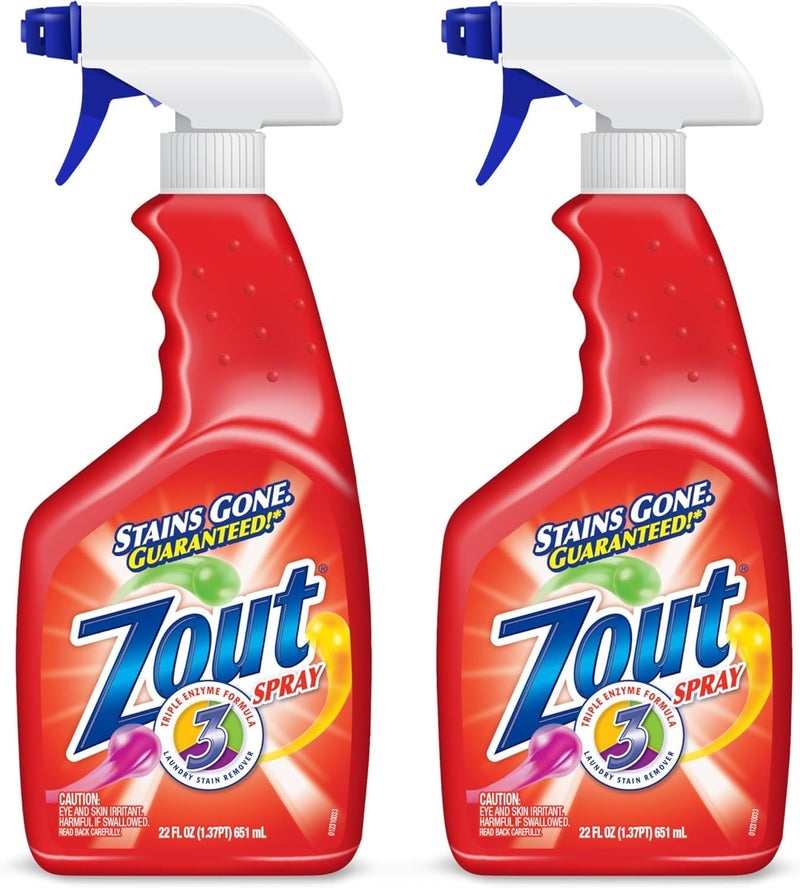 Zout Laundry Stain Remover Spray, Triple Enzyme Formula, 22 Ounce Bottles, 2-Pack - Image 1