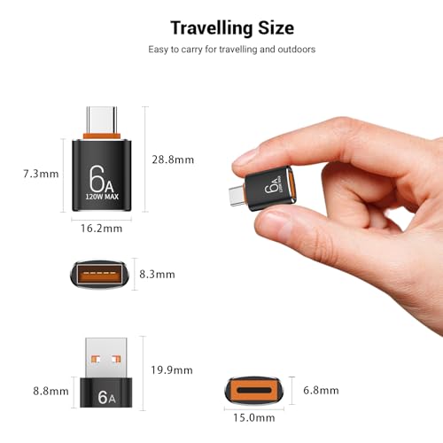 Pastall 10-Pack 10Gbps/120W USB C to USB Adapter & C Male to 3.1 Female Charger,Compatible with MacBook Pro/Air, iPhone 16 15 Pro Max/15 Plus/14 13 12 Samsung Galaxy S24/S23/S22/S21 - Image 5