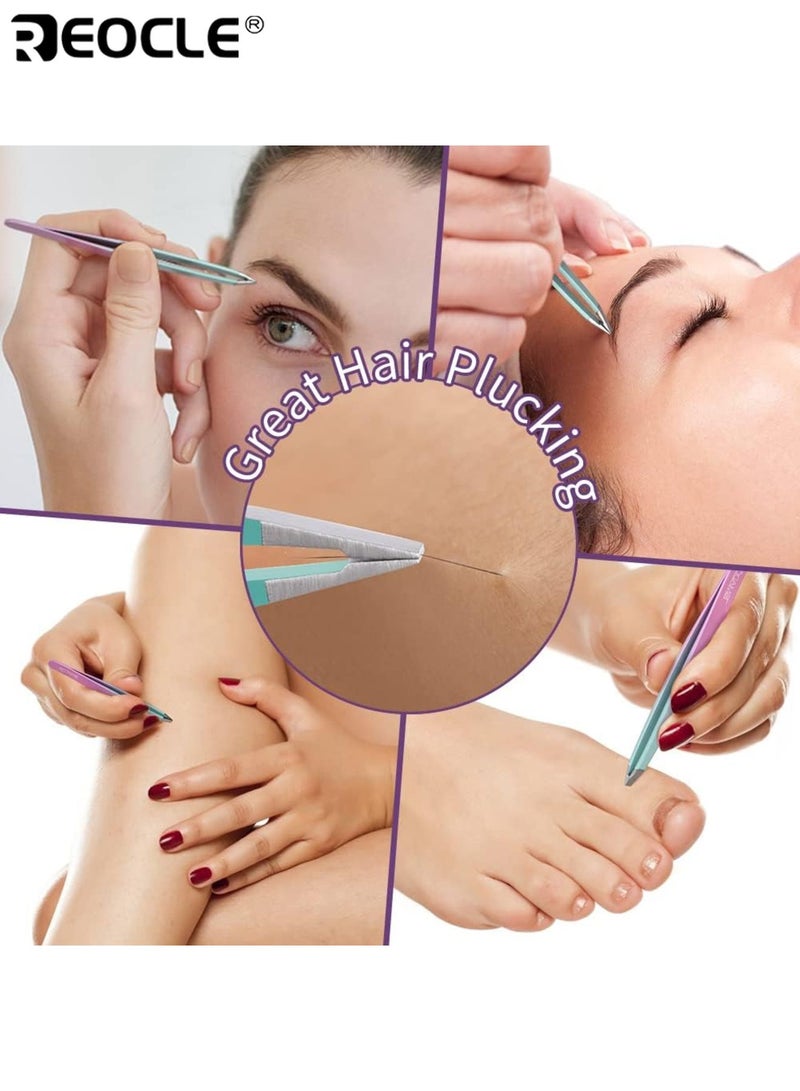 ريوكل طقم ملاقط مع مقص منحني وحقيبة سفر جلدية ملاقط نتف للشعر لتمديد رمش الشعر الناشئ مثالي للعناية اليومية بالجمال - Image 4