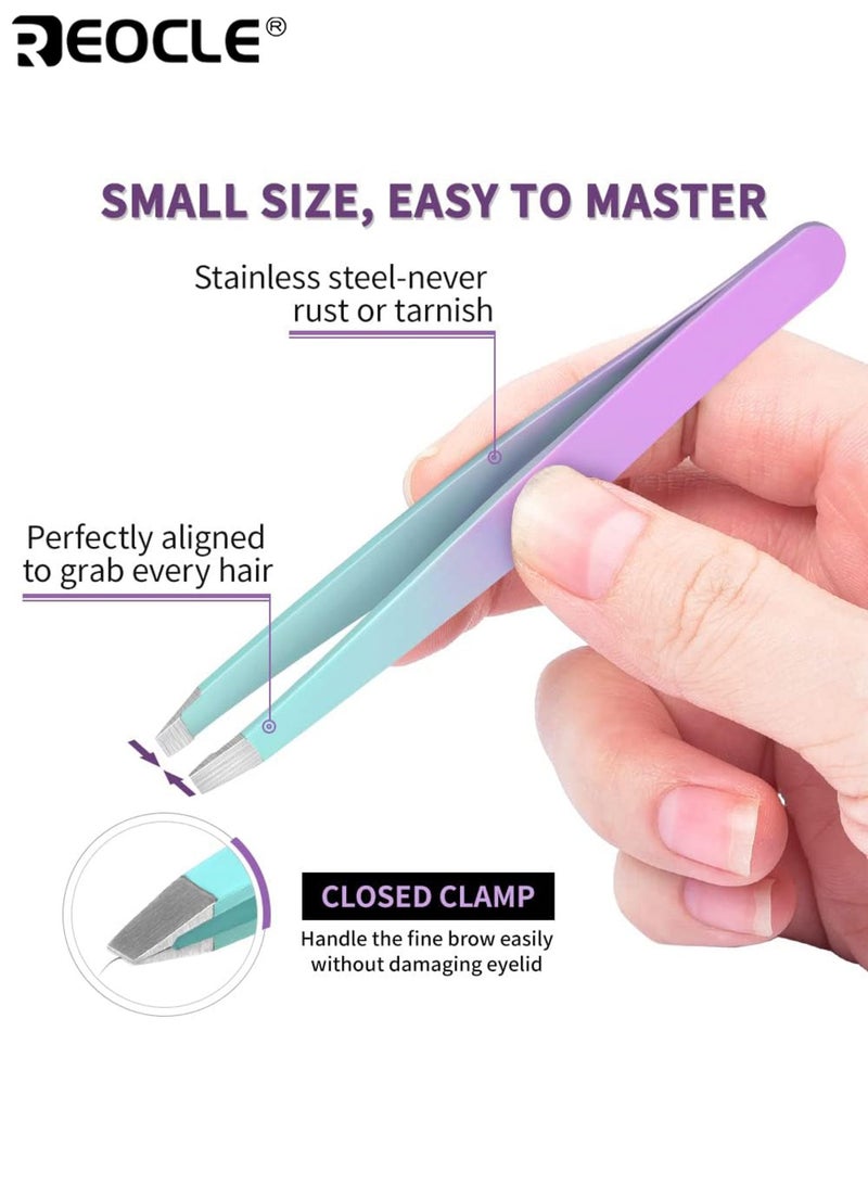 ريوكل طقم ملاقط مع مقص منحني وحقيبة سفر جلدية ملاقط نتف للشعر لتمديد رمش الشعر الناشئ مثالي للعناية اليومية بالجمال - Image 3