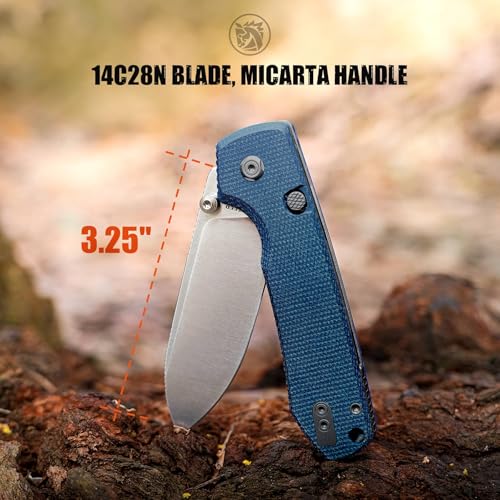 Vosteed Raccoon2.0 EDC Folding Pocket knife with Clip, Top Liner Lock Knife with 3.25" Sandvik 14C28N Steel Blade, Micarta Handle for Camping, Hiking - A2905 - Image 2