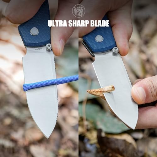 Vosteed Raccoon2.0 EDC Folding Pocket knife with Clip, Top Liner Lock Knife with 3.25" Sandvik 14C28N Steel Blade, Micarta Handle for Camping, Hiking - A2905 - Image 5