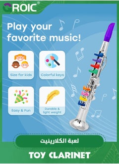 GROIC Toy Clarinet for Kids, Wind and Brass Musical Instruments for Toddlers, Toy Kids Clarinet with 8 Colored Coded Keys Teaching Songs  - Image 3