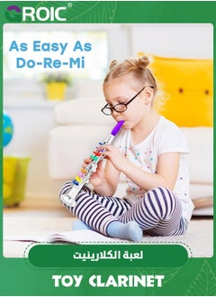 GROIC Toy Clarinet for Kids, Wind and Brass Musical Instruments for Toddlers, Toy Kids Clarinet with 8 Colored Coded Keys Teaching Songs  - Image 2