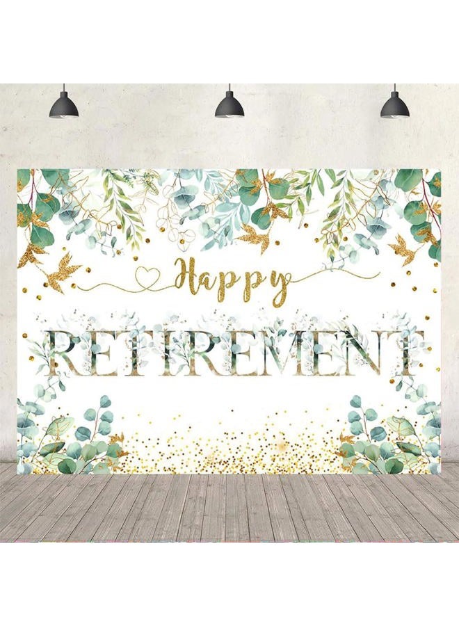 No7 6x4ft Happy Retirement Backdrop Green Leaves Spring Theme Retirement Party Photo Background Decorations Glitter Gold Retirement Party Supplies for Men Congrats Retirement Photo Booth Props - Image 4