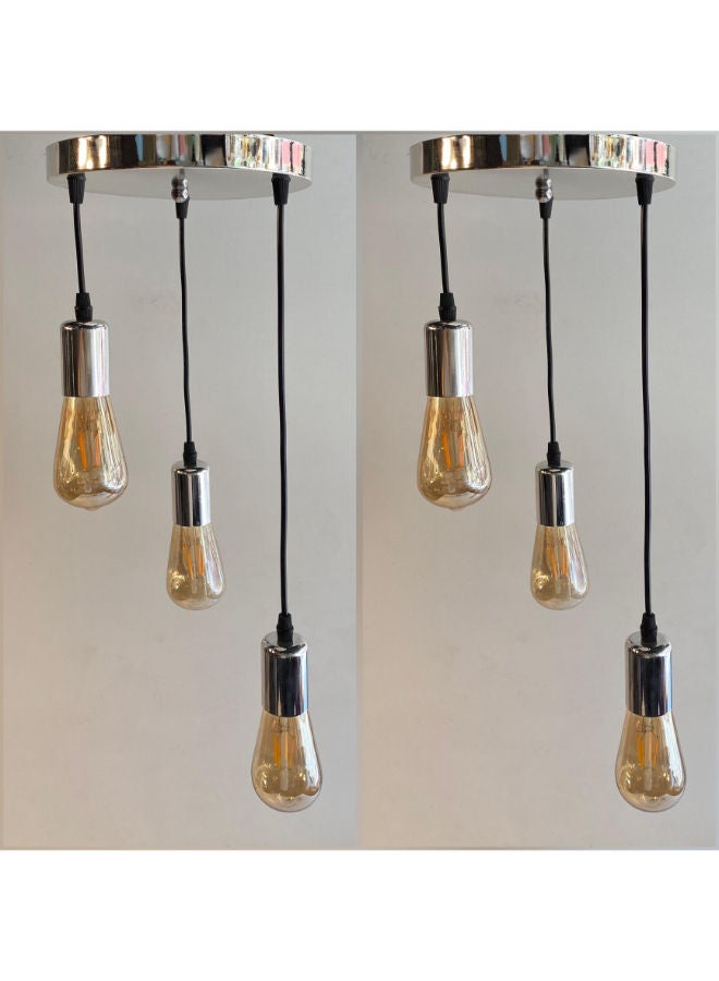 الروضة للإضاءة عدد 2 دلاية سقف مودرن ثلاثى شكل انيق بدون لمبات | حديث ديكور LED E27 معلقة مصباح سقف اضاءة داخلية مصباح معلق دلاية سقف مودرن | مناسبة لأي غرفة | | اللون: سيلفر | المقاس: 60x23x23 سم