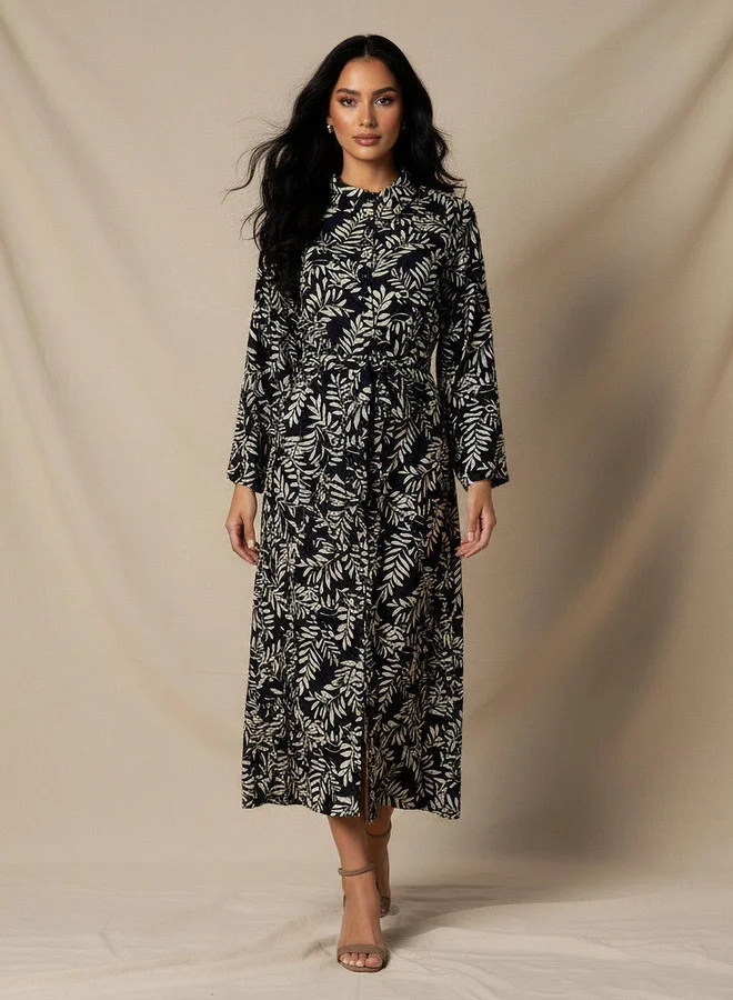 سبلاش فيڤ Printed Shirt Women Dress with Belt Viscose