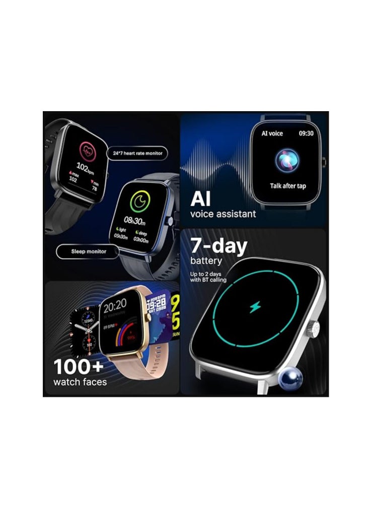 Noise Quad Call 1.81" Display, Bluetooth Calling Smart Watch, AI Voice Assistance, 160+Hrs Battery Life, Metallic Build, in-Built Games, 100 Sports Modes, 100+ Watch Faces (Rose Pink)